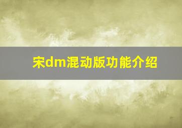 宋dm混动版功能介绍