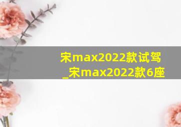 宋max2022款试驾_宋max2022款6座