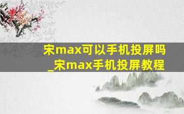 宋max可以手机投屏吗_宋max手机投屏教程