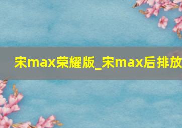 宋max荣耀版_宋max后排放平