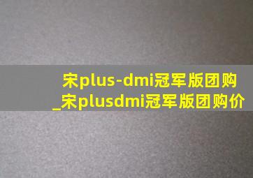 宋plus-dmi冠军版团购_宋plusdmi冠军版团购价