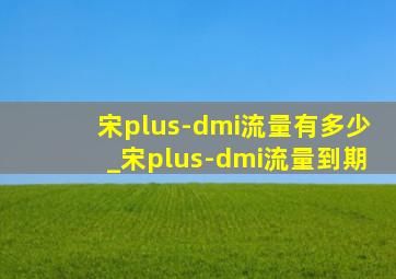 宋plus-dmi流量有多少_宋plus-dmi流量到期