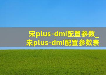 宋plus-dmi配置参数_宋plus-dmi配置参数表