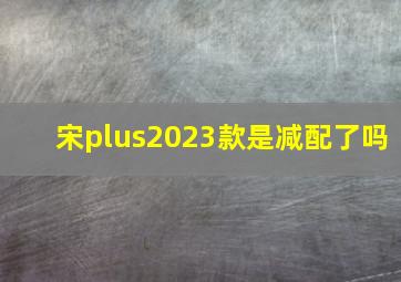 宋plus2023款是减配了吗