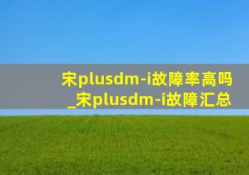 宋plusdm-i故障率高吗_宋plusdm-i故障汇总