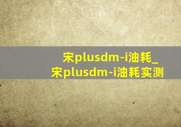 宋plusdm-i油耗_宋plusdm-i油耗实测