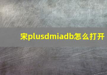 宋plusdmiadb怎么打开