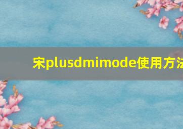 宋plusdmimode使用方法