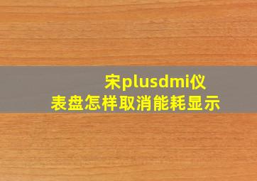 宋plusdmi仪表盘怎样取消能耗显示