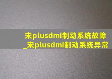 宋plusdmi制动系统故障_宋plusdmi制动系统异常