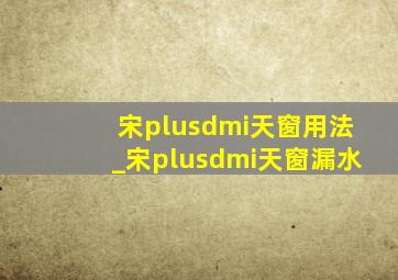 宋plusdmi天窗用法_宋plusdmi天窗漏水