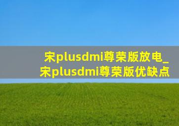 宋plusdmi尊荣版放电_宋plusdmi尊荣版优缺点