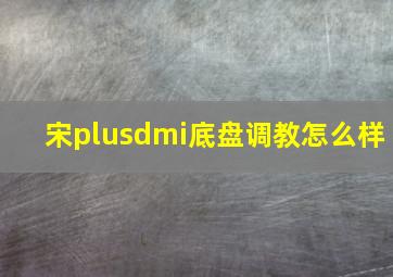 宋plusdmi底盘调教怎么样