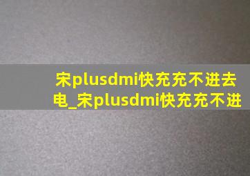 宋plusdmi快充充不进去电_宋plusdmi快充充不进