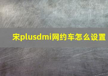 宋plusdmi网约车怎么设置