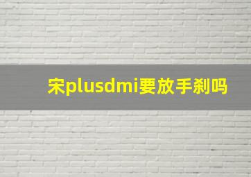 宋plusdmi要放手刹吗