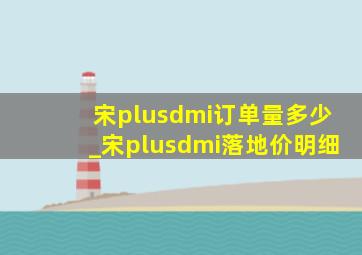 宋plusdmi订单量多少_宋plusdmi落地价明细