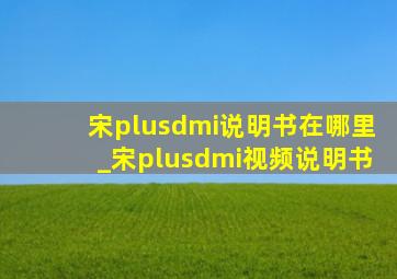 宋plusdmi说明书在哪里_宋plusdmi视频说明书