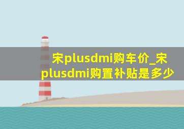 宋plusdmi购车价_宋plusdmi购置补贴是多少