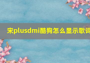 宋plusdmi酷狗怎么显示歌词