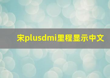 宋plusdmi里程显示中文