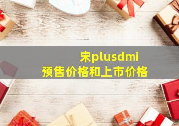 宋plusdmi预售价格和上市价格