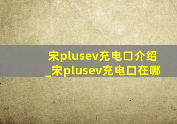 宋plusev充电口介绍_宋plusev充电口在哪