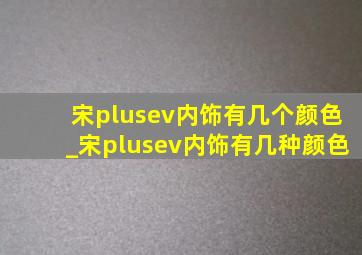 宋plusev内饰有几个颜色_宋plusev内饰有几种颜色