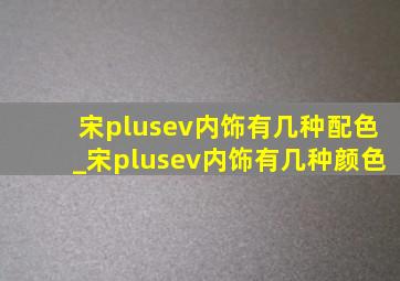 宋plusev内饰有几种配色_宋plusev内饰有几种颜色