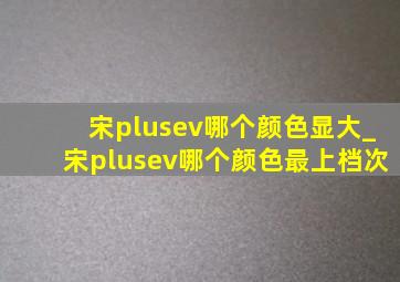 宋plusev哪个颜色显大_宋plusev哪个颜色最上档次