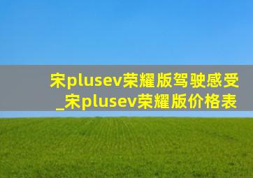 宋plusev荣耀版驾驶感受_宋plusev荣耀版价格表