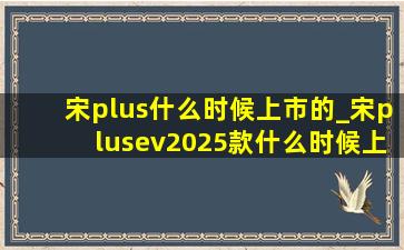 宋plus什么时候上市的_宋plusev2025款什么时候上市