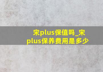 宋plus保值吗_宋plus保养费用是多少