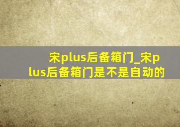 宋plus后备箱门_宋plus后备箱门是不是自动的