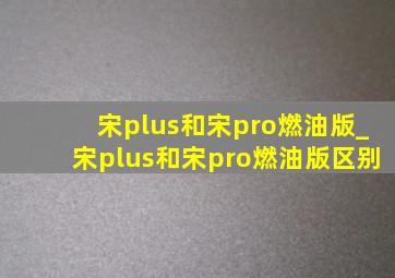 宋plus和宋pro燃油版_宋plus和宋pro燃油版区别