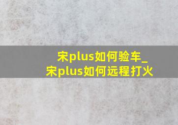 宋plus如何验车_宋plus如何远程打火