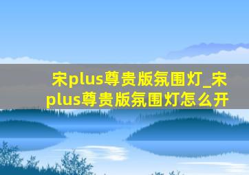 宋plus尊贵版氛围灯_宋plus尊贵版氛围灯怎么开