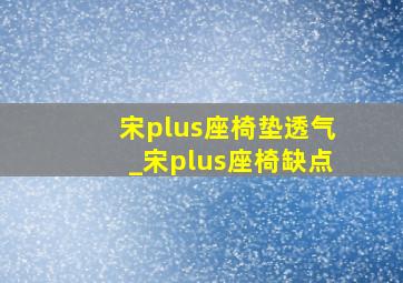 宋plus座椅垫透气_宋plus座椅缺点