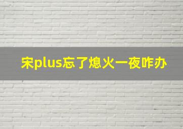 宋plus忘了熄火一夜咋办