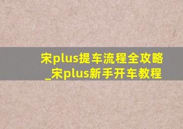 宋plus提车流程全攻略_宋plus新手开车教程