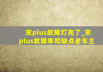 宋plus故障灯亮了_宋plus故障率和缺点老车主