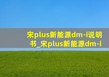 宋plus新能源dm-i说明书_宋plus新能源dm-i