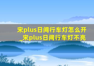 宋plus日间行车灯怎么开_宋plus日间行车灯不亮