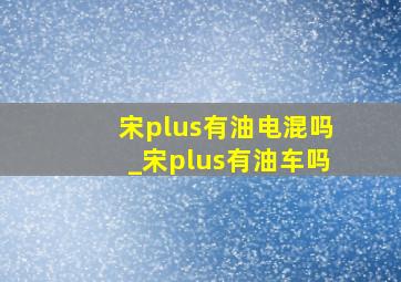 宋plus有油电混吗_宋plus有油车吗