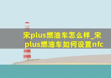 宋plus燃油车怎么样_宋plus燃油车如何设置nfc