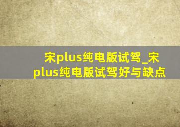 宋plus纯电版试驾_宋plus纯电版试驾好与缺点