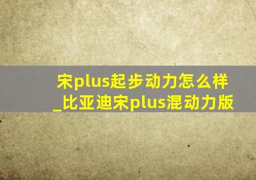 宋plus起步动力怎么样_比亚迪宋plus混动力版