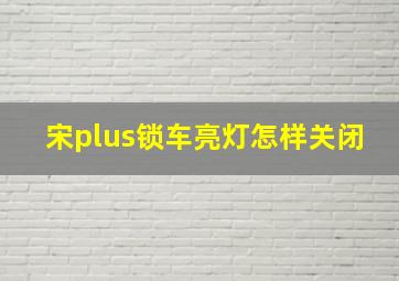 宋plus锁车亮灯怎样关闭