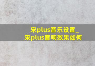 宋plus音乐设置_宋plus音响效果如何