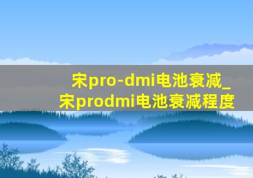 宋pro-dmi电池衰减_宋prodmi电池衰减程度